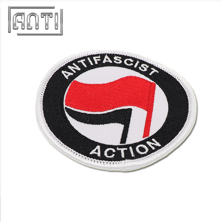 Round Embroidered Patches Cartoon Embroidery Patch for Coats Antifascist Action