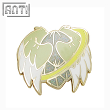 Quality College Design Style Cartoon pretty yellow angel wing glitter hard enamel zinc alloy Lapel Pin 