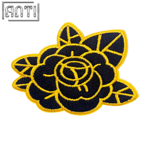 Custom Cartoon Beautiful Black Rose Embroidery Alphabet Art Excellent Design Yellow Silk Yarn Embroidery Boutique For Gift