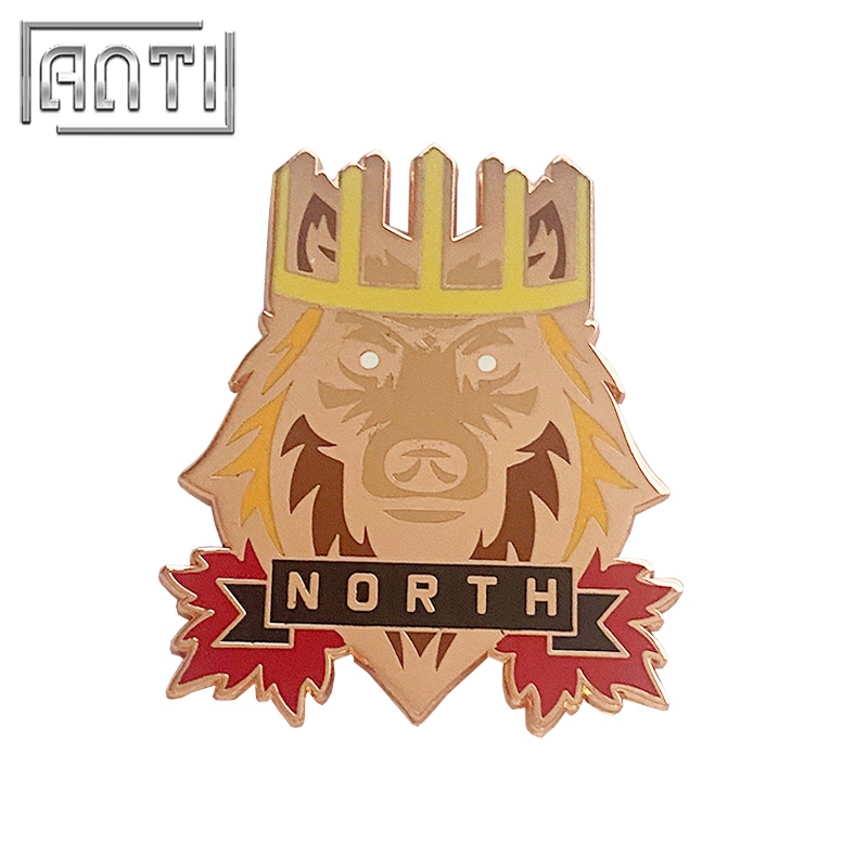 Wholesale Unique Quality College Design Style cool yellow and red lion hard enamel zinc alloy lapel pin 