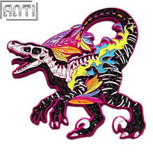 Bulk Handsome Colorful Flame Dinosaur Pin Cartoon Animal Black Glitter Soft Enamel Pink Metal Badge Make An Enamel Pin For Gift