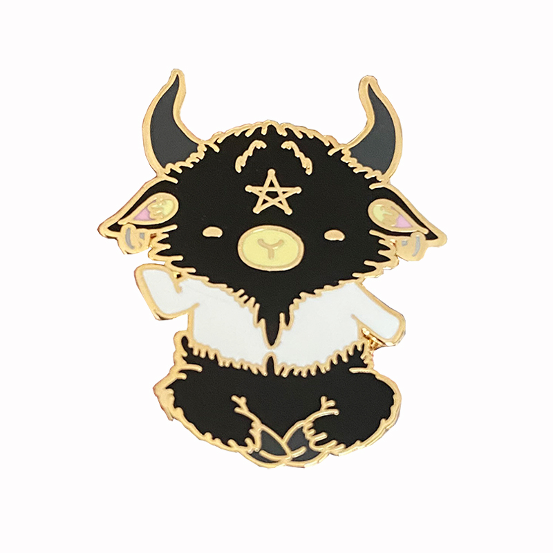 Wholesale White and black cartoon cool animal sheep hard enamel zinc alloy lapel pin 