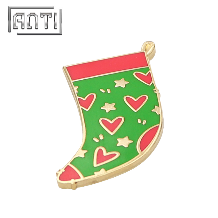 Custom Design Christmas Socks Badge Hard Enamel Lapel Pins 
