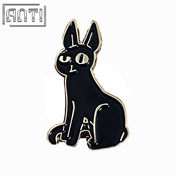 Handsome Black Cat Badge Cute Funny Little Black Cat Of High Quality Gold Metal Soft Enamel Zinc Alloy Lapel Pin