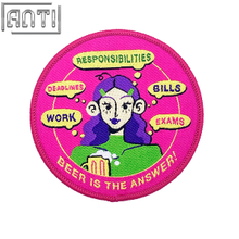 Custom Cartoon Cute Girls Embroidery Alphabet Art Excellent Design Pink Round Embroidery Accessories A Gift For A Good Friend