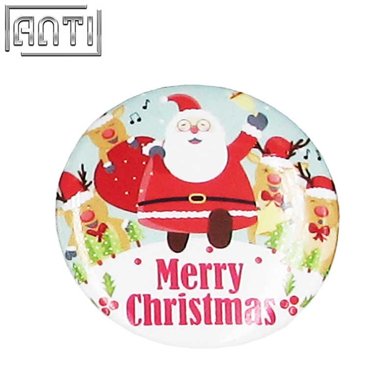 Hot Sale Manufacturer Custom Your Own High Quality Design Round Santa Claus Offset Print Pin 