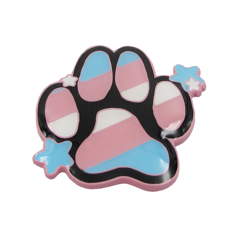 Custom small girl gift kwaii Cute Light red and blue cat's paw Light red dyed soft enamel Lapel Pin