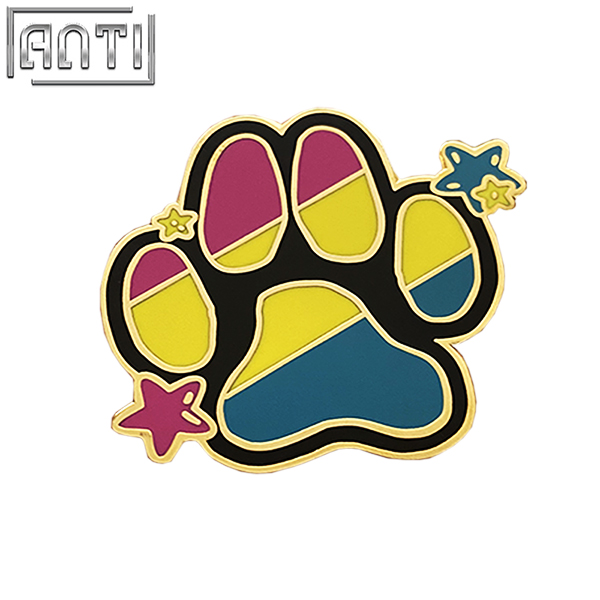 Custom Cartoon Pink Yellow Blue Cute Kitten Puppy Palm Lapel Pin Wholesale Manufacturer Hard Enamel Gold Metal Badge