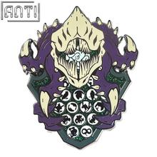 Custom Anime Weird Creature Design Lapel Pin Art Excellent Design Funny And Scary Green Glitter Black Nicke Metal Badge For Gift