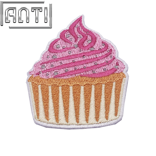 Custom Cute Pink Cartoon Cake Embroidery Art Wholesale Unique Quality College Design Embroidery Applique For Clothes Bag Gift