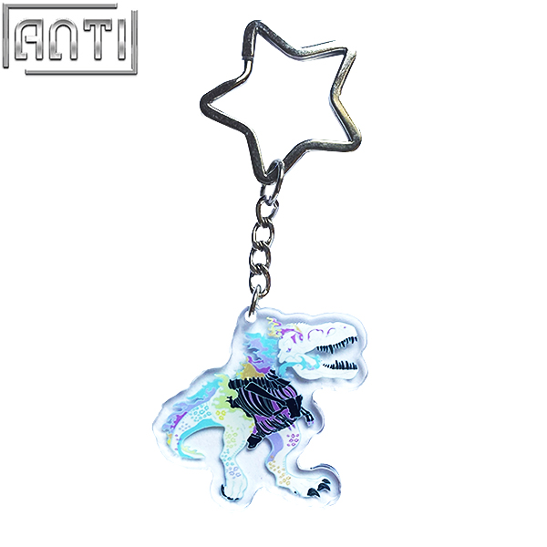 Custom Handsome Ghost Flame Monster Acrylic Key Ring Art Excellent Design Cartoon Offset Printing Stars Metal Key Ring For Gift