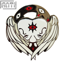 Manufacturer An Angel With Two Heads Pin Cartoon Eyes That Can Rotate Black Nickel Metal Badges Make An Enamel Pin For Gift